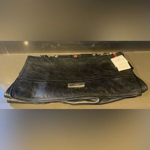 MICHELE BRAND Large Black Leather Shoulder Bag